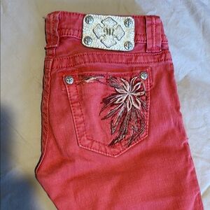 Miss Me Coral Jeans with Embroidered Pocket